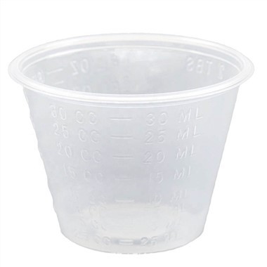 Медицинска стерилна пластмаса за еднократна употреба 30 ml градуирана прозрачна мерителна чаша за лекарства Контейнер за лекарства